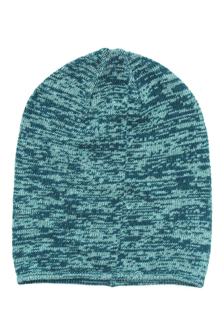 Tweed Slouchy Beanie, Main, color, DEEP TEAL/ ARCTIC BLUE