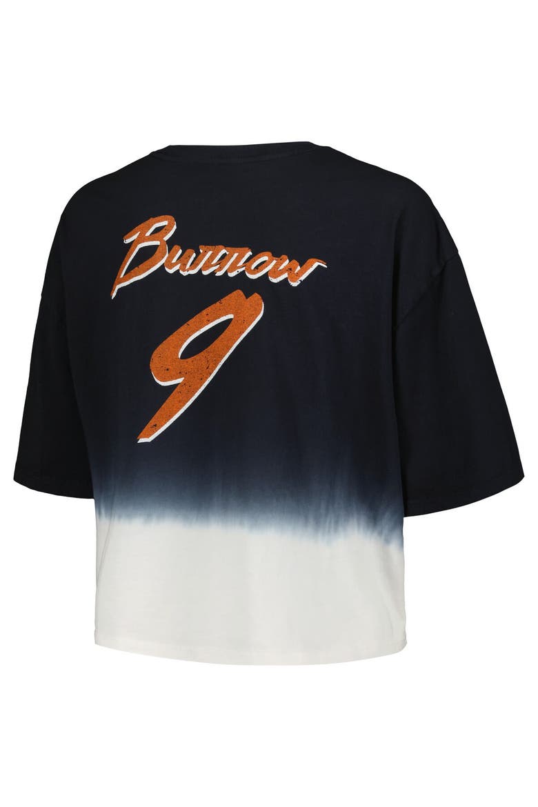 Women's Majestic Threads Joe Burrow Black/White Cincinnati Bengals Dip-Dye Player Name & Number Crop Top, Alternate, color, Black
