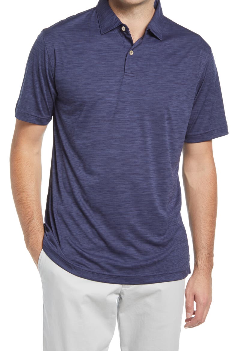 Featherweight Mélange Short Sleeve Polo, Main, color, NAVY