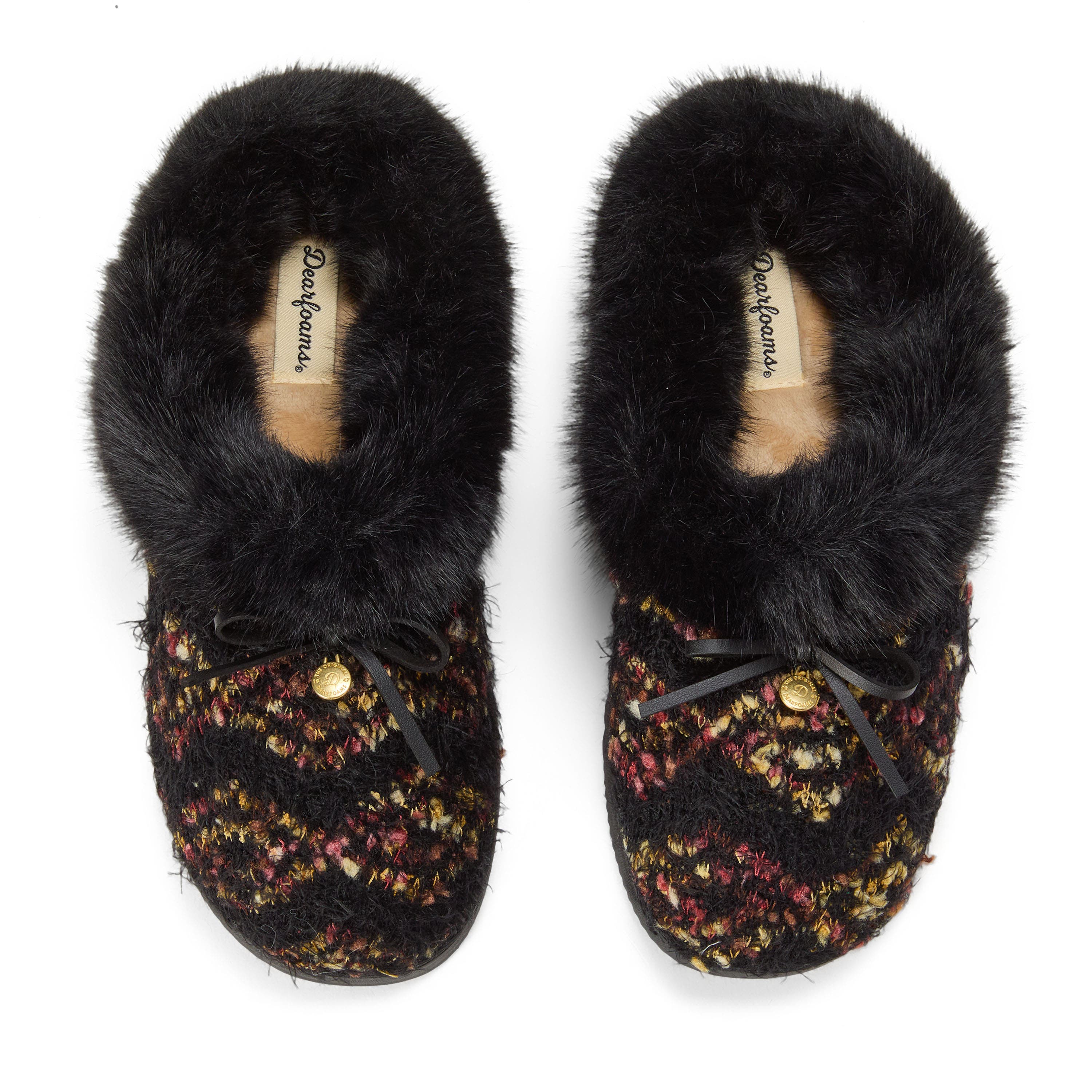 Dearfoams Daphne Knit Clog Slippers, Alternate, color, Black