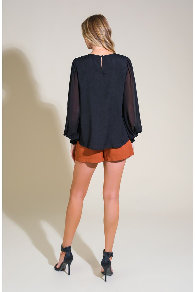 Long Sleeve Mixed Media Top, Alternate, color, BLACK