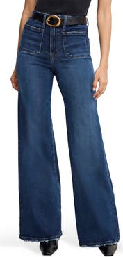 Good American Soft-Tech Good Waist Patch Pocket High Waist Palazzo Jeans