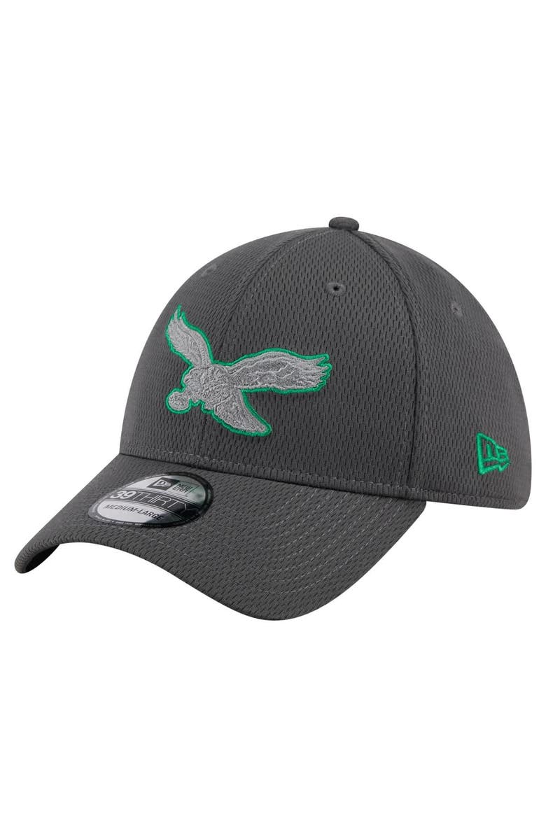 New Era Men's New Era Graphite Philadelphia Eagles Throwback Logo Main 39THIRTY Flex Hat, Main, color, 