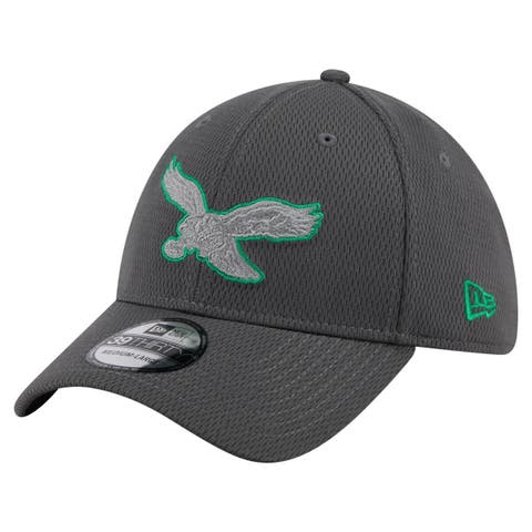 Men's New Era Graphite Philadelphia Eagles Throwback Logo Main 39THIRTY Flex Hat