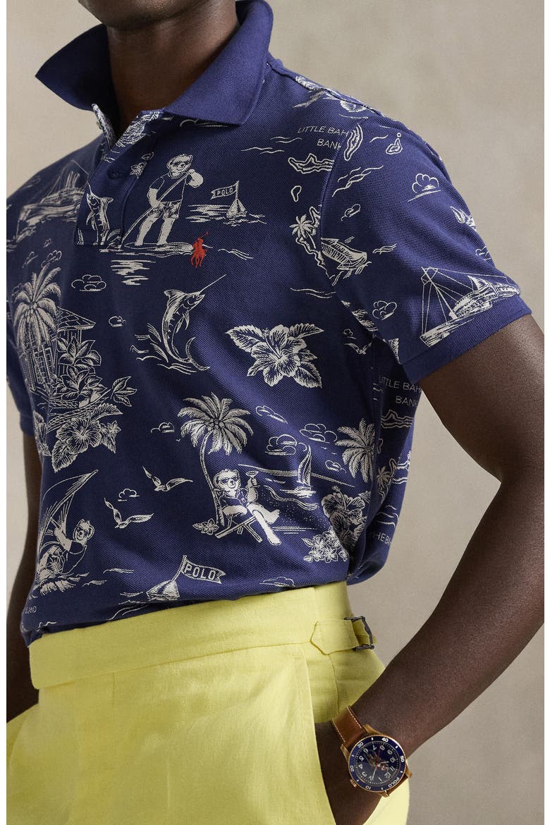 Classic Fit Polo Bear Print Cotton Piqué Polo, Alternate, color, HARBOR ISLAND BEAR-BOATHOUSE