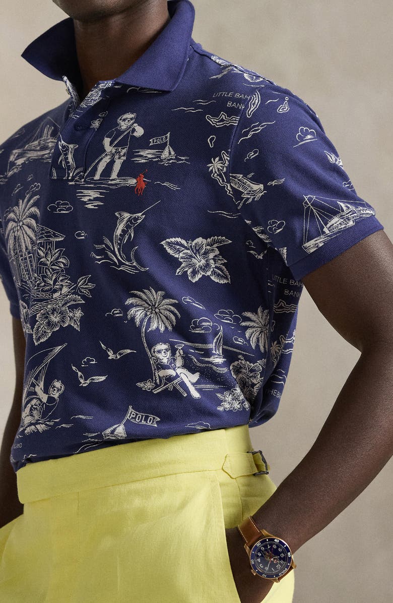 Polo Ralph Lauren Classic Fit Polo Bear Print Cotton Piqué Polo, Alternate, color, Harbor Island Bear-Boathouse