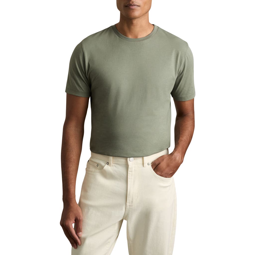 Reiss Dark Sage Bless Cotton-jersey Crew Neck T-shirt In Green