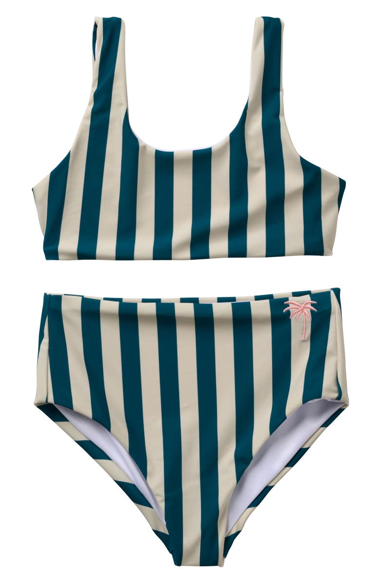 SEAESTA SURF Kids' Cabana Stripe Two-Piece Swimsuit, Main, color, Charleston