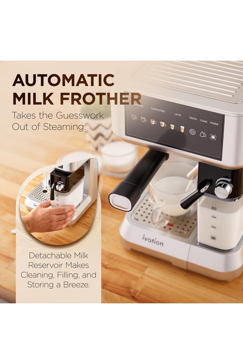 Espresso Cappuccino Latte Machine with Milk Frother, 58mm Portafilter, Auto Clean, Grey, Alternate, color, Gray