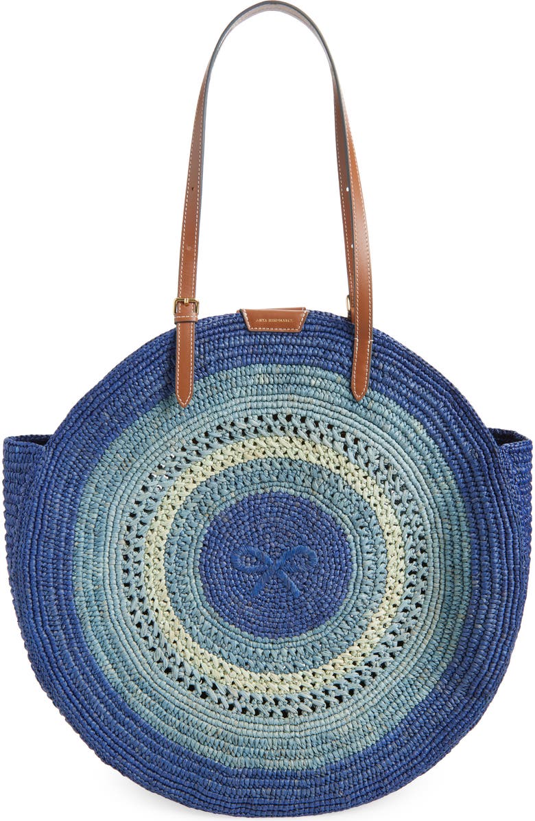 Anya Hindmarch Bow Round Raffia Tote, Main, color, Monday
