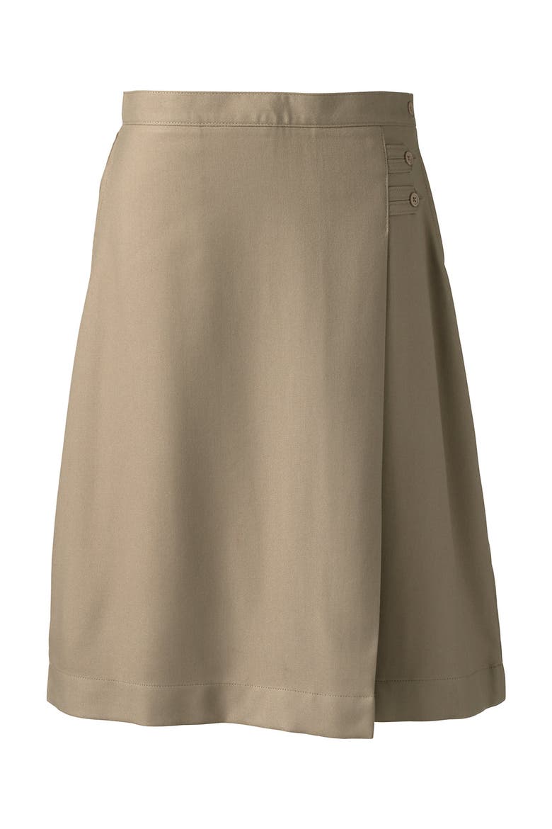 Plus Solid A-line Skirt Below the Knee, Alternate, color, Khaki