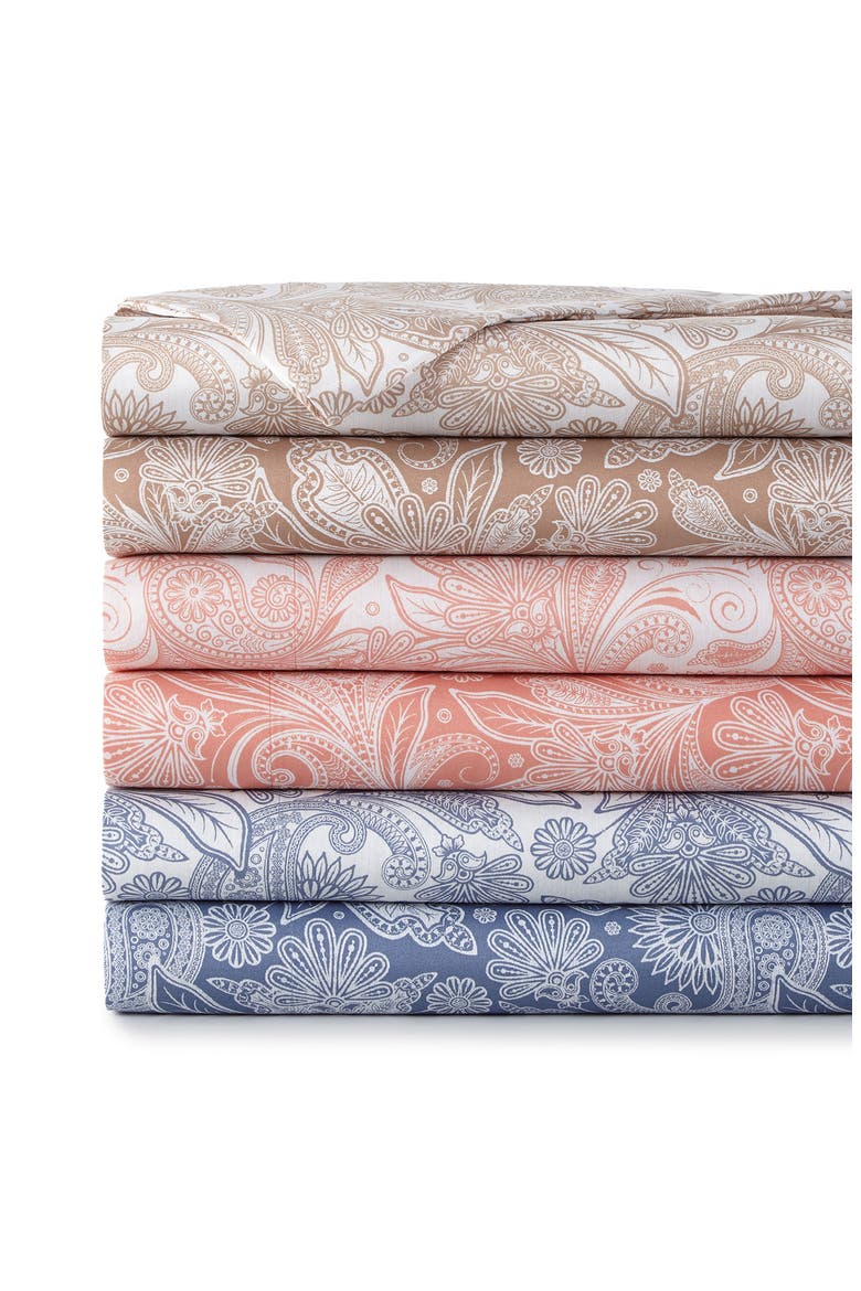 Perfect Paisley Printed Sheet Set, Alternate, color, CORAL HAZE W/ WHITE PASILEY