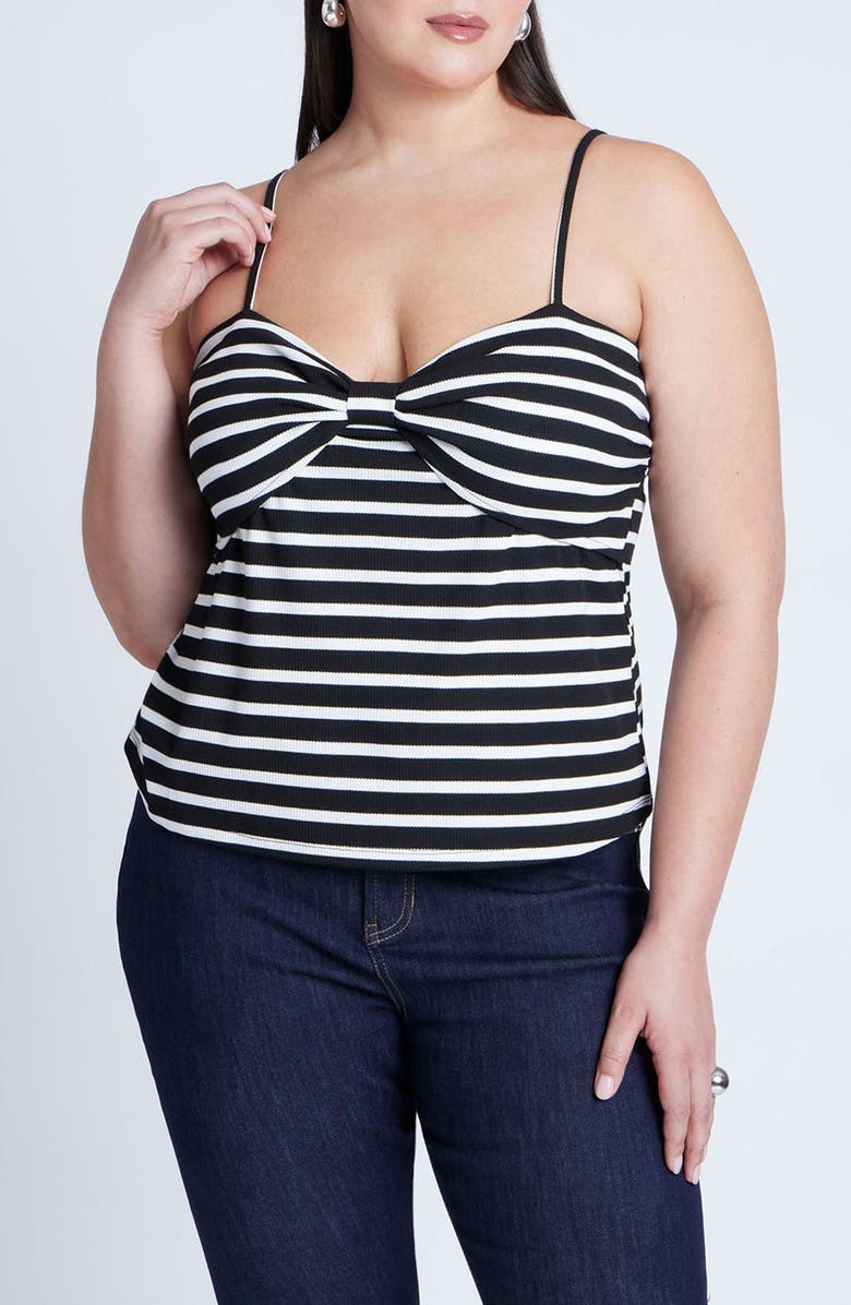 ELOQUII Twist Front Stripe Camisole, Main, color,