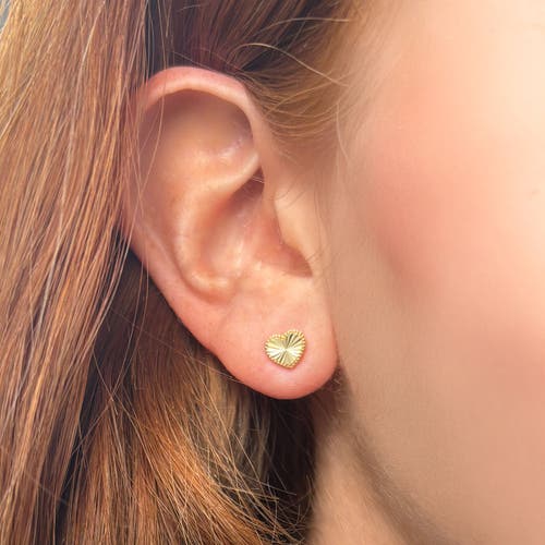 The Lovery Fine Jewelry Fluted Gold Heart Stud Earrings In Gold