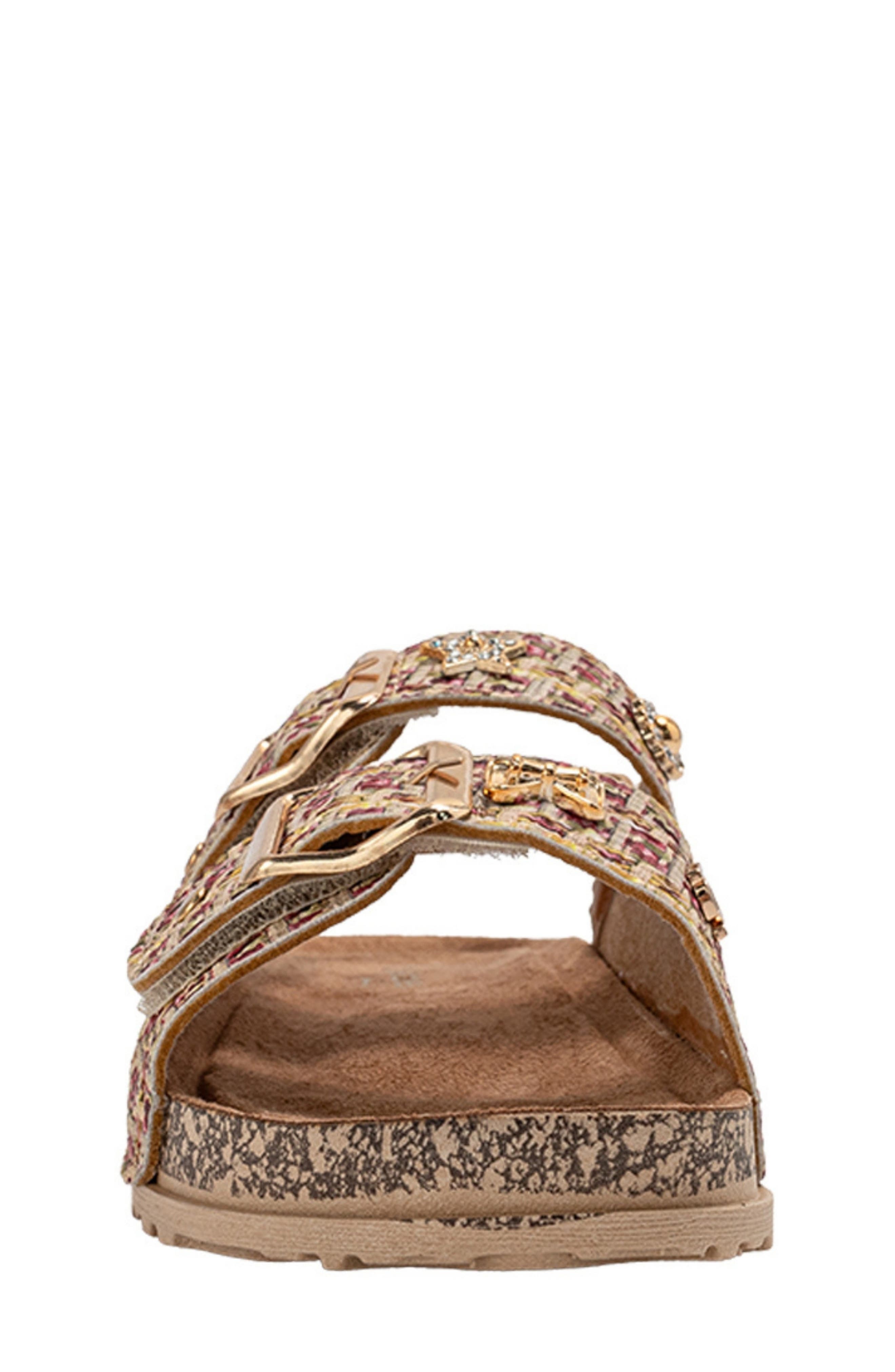 Kids' Rosie Footbed Sandal, Alternate, color, BEIGE MULTI