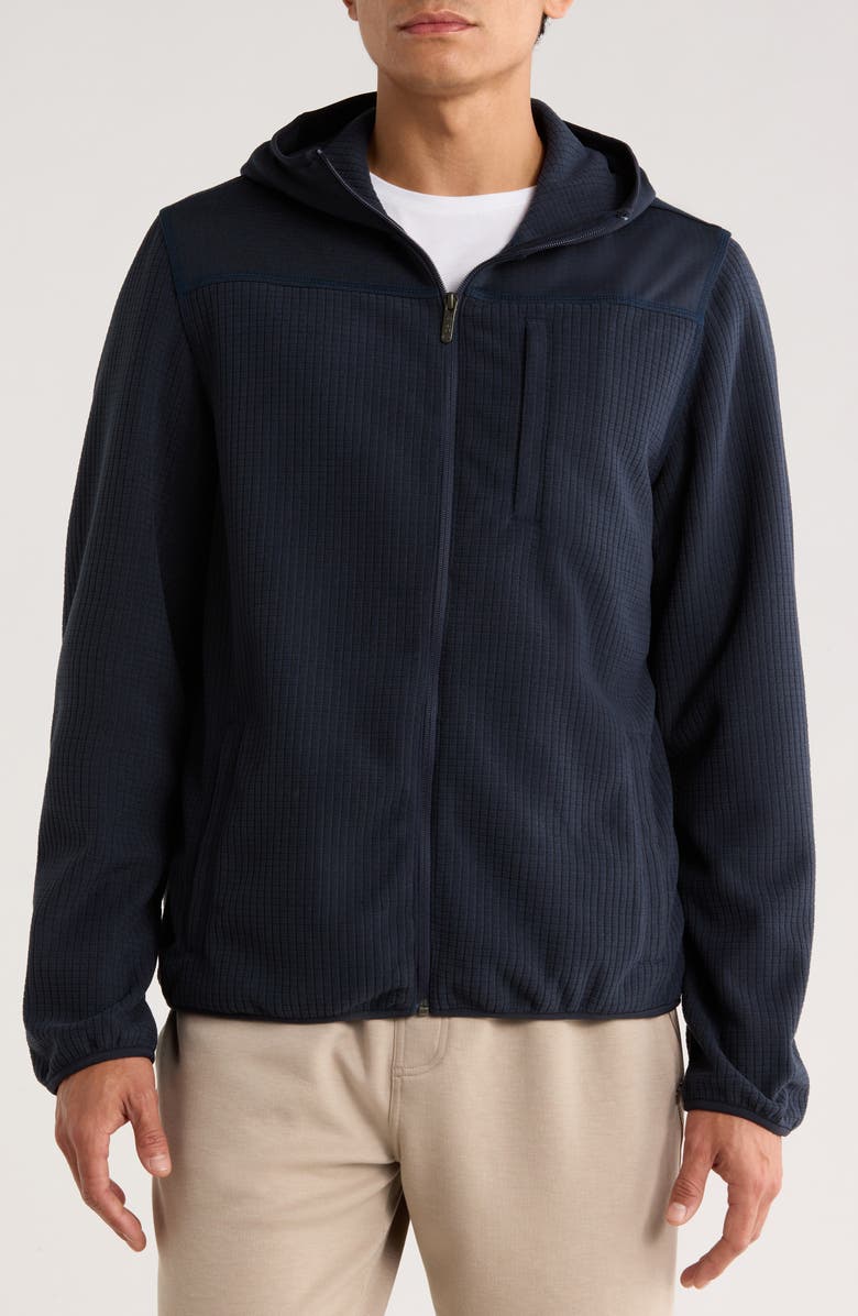 Zella Full Zip Grid Fleece Jacket, Alternate, color, Navy Eclipse