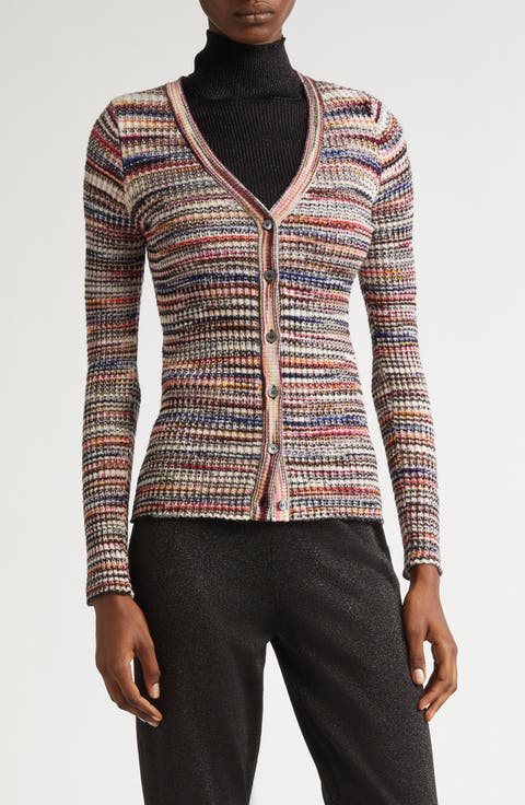 Rib Wool Blend Cardigan