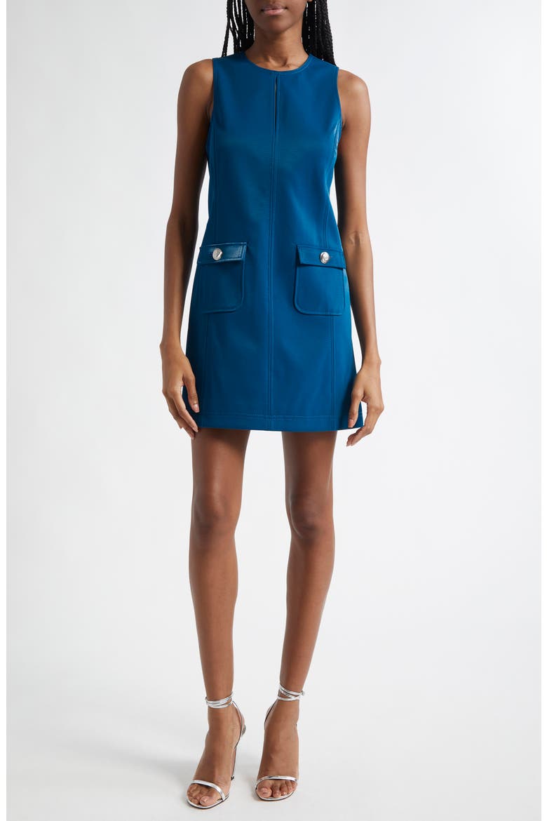 faux leather blue dress Faux Leather Dress with Puff Sleeves  Dolce Cabo