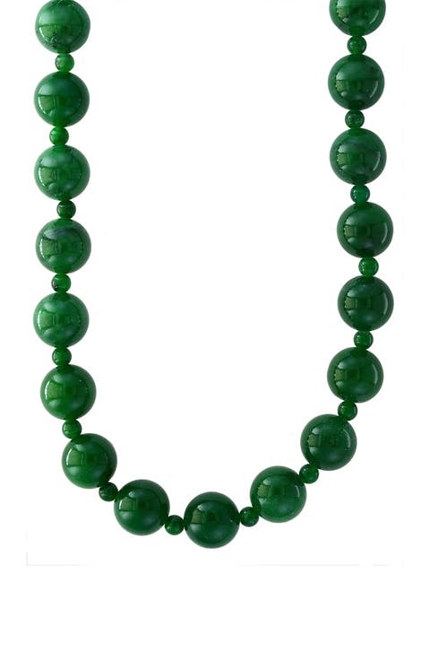 14K Yellow Gold Green Jade Necklace