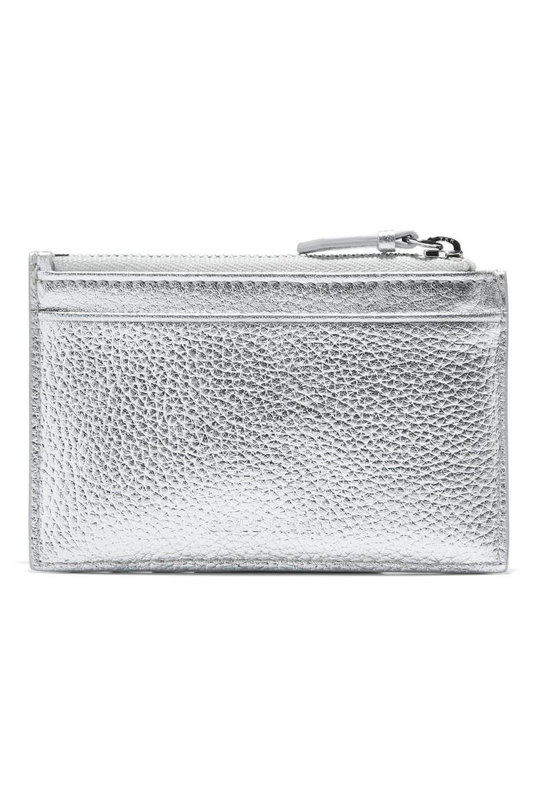 Top Zip Card Case, Alternate, color, SILVER
