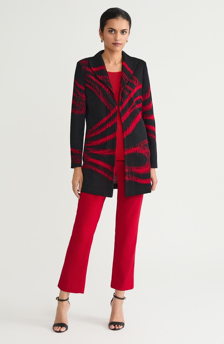 Ming Wang Heritage Two-Tone Jacquard Wave Knit Jacket, Alternate, color, Holiday/Black