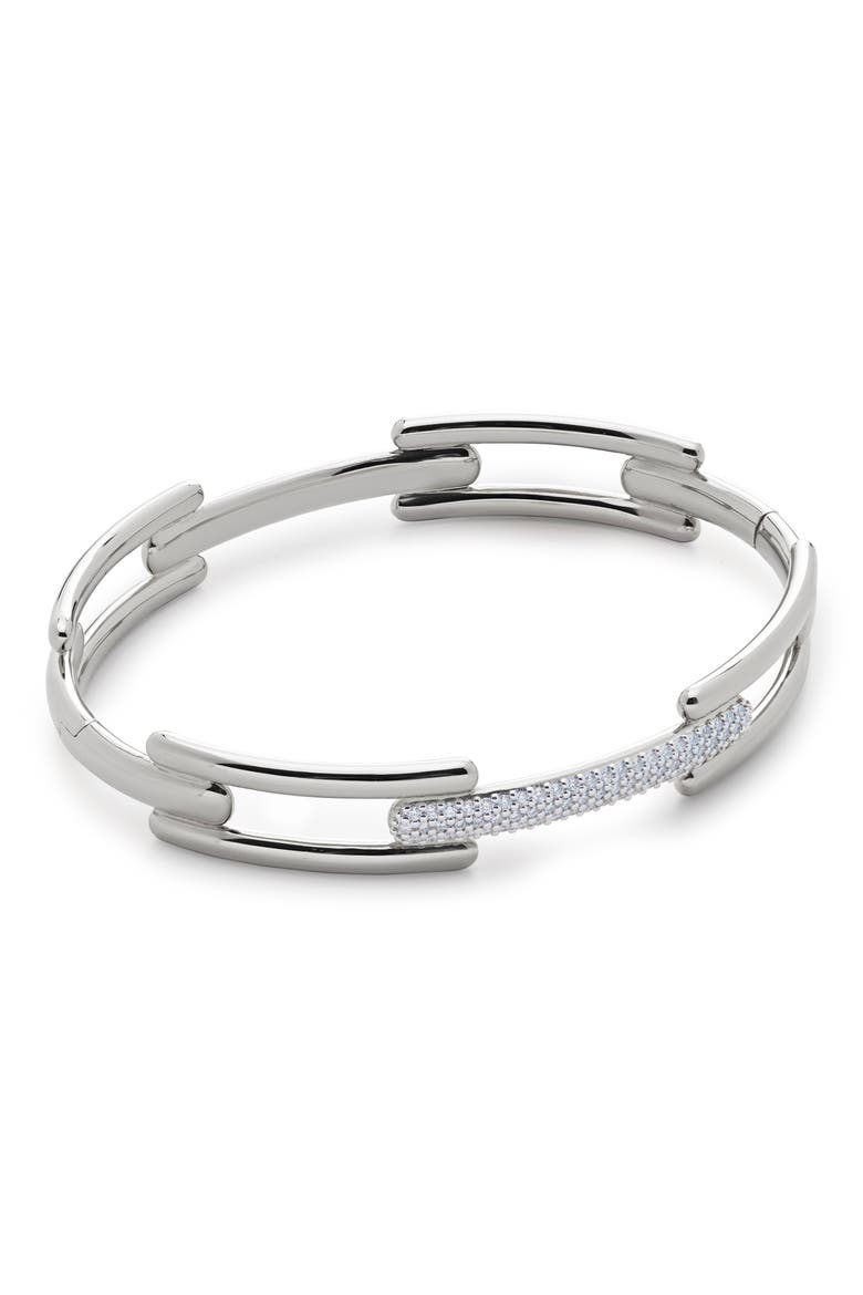 Lab Created Diamond Pavé Bangle, Main, color, STERLING SILVER