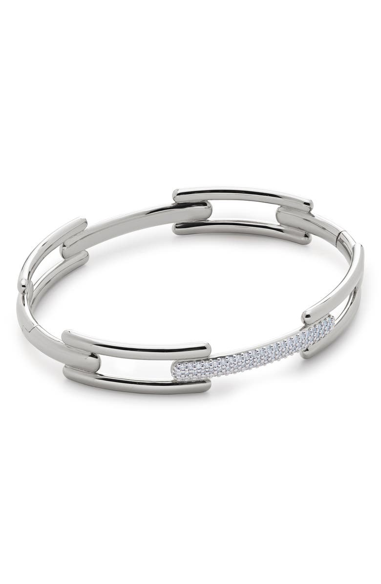 Monica Vinader Lab Created Diamond Pavé Bangle, Main, color, Sterling Silver