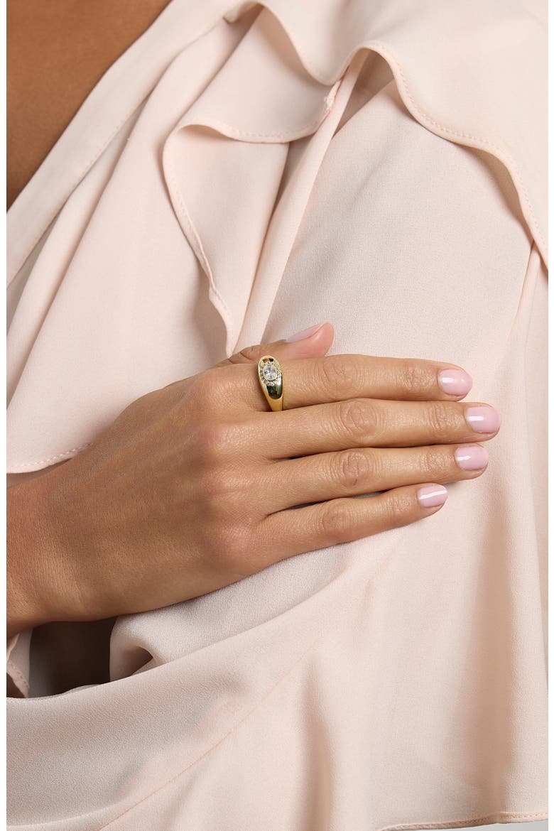 Cubic Zirconia Dome Ring, Alternate, color, GOLD