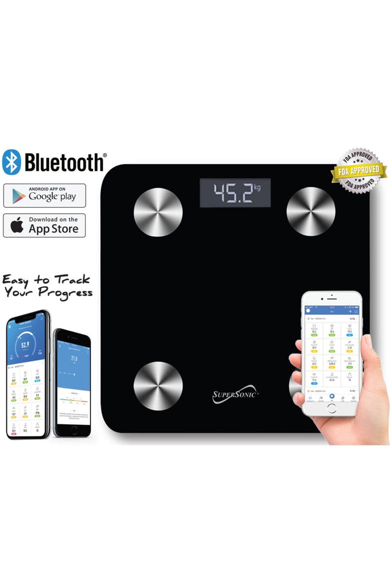 Smart Scale Body Composition Analyzer w/ Smartphone App, Alternate, color, Black
