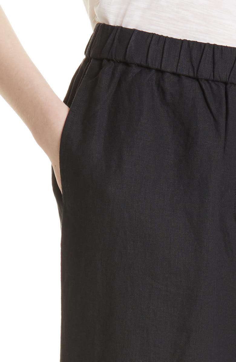 Masai Copenhagen Parini Linen Pull-On Pants, Alternate, color, Black Solid