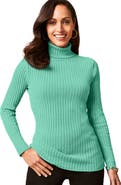 Jessica London Ribbed Cotton Turtleneck Sweater