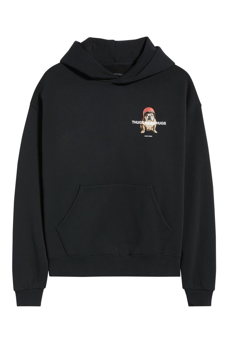 Bulldog Hug Graphic Hoodie, Alternate, color, BLACK
