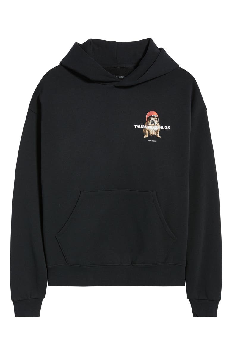 SANTO STUDIO Bulldog Hug Graphic Hoodie, Alternate, color, Black