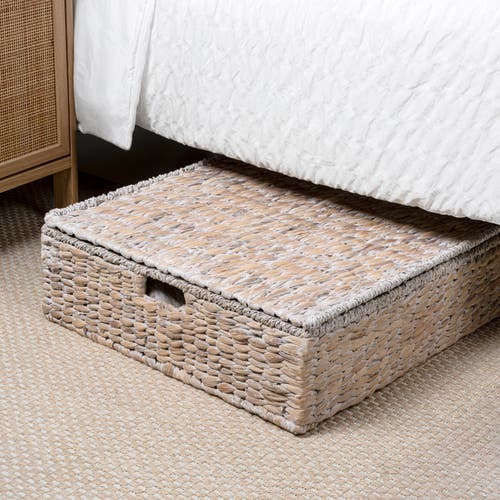 Happimess Holden 30" Classic Costal Hand-woven Hyacinth Wicker Under Bed Storage Basket With Lid In Neutral
