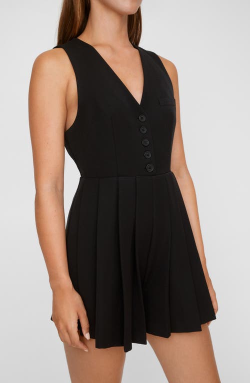 Nasty Gal Tailored Pleated Hem Sleeveless Romper In Black