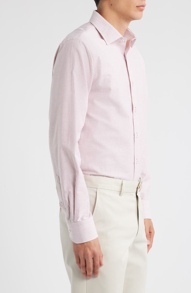 Lorenzo Uomo Trim Fit Stripe Cotton Oxford Cloth Dress Shirt, Alternate, color, Dark Red