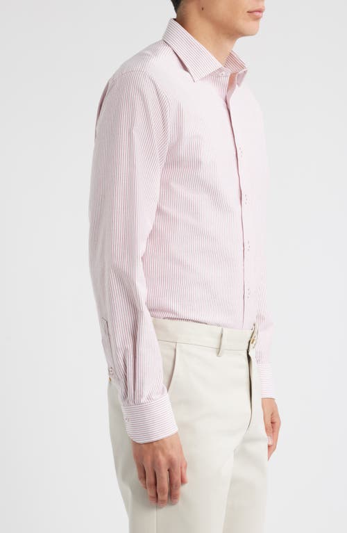 Lorenzo Uomo Trim Fit Stripe Cotton Oxford Cloth Dress Shirt In Pink