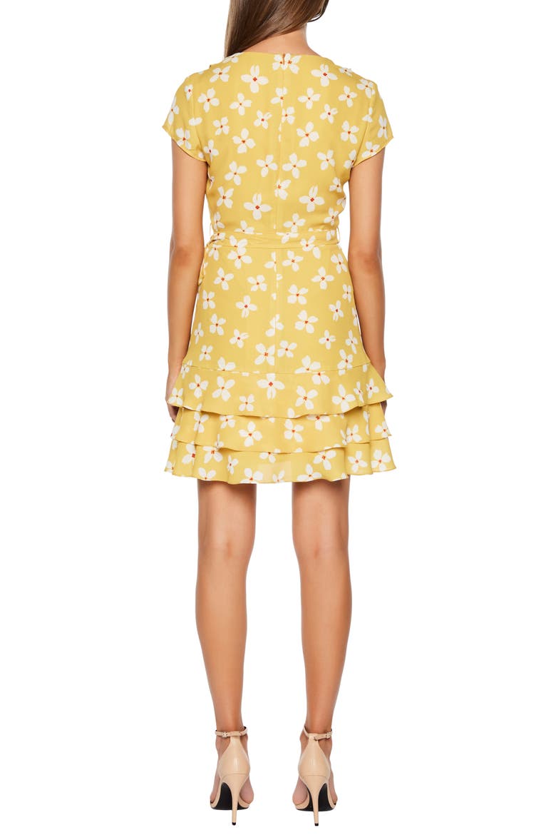Abstract Daisy Faux Wrap Dress, Alternate, color, MUSTARD DAISY