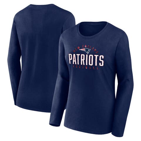 Women's Fanatics Branded Navy New England Patriots Plus Size Foiled Play Long Sleeve T-Shirt