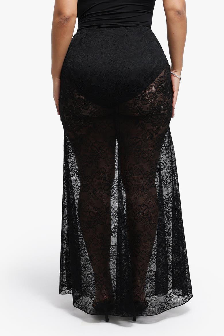 Shapewear Lace Fishtail Coverup Maxi Skirt, Alternate, color, Jet