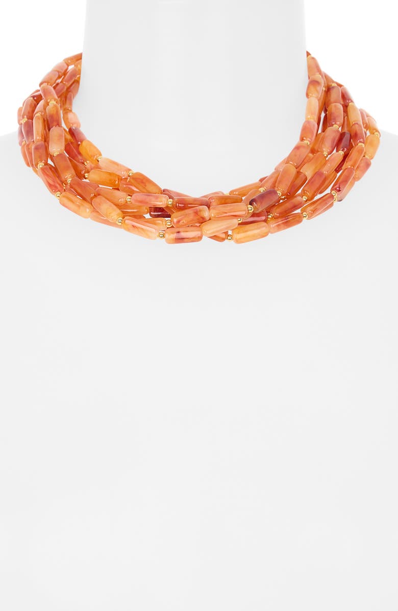 Kenneth Jay Lane Multi Strand Stone Bead Necklace, Alternate, color, Amber