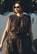ELOQUII Sequin Strong Shoulder Top