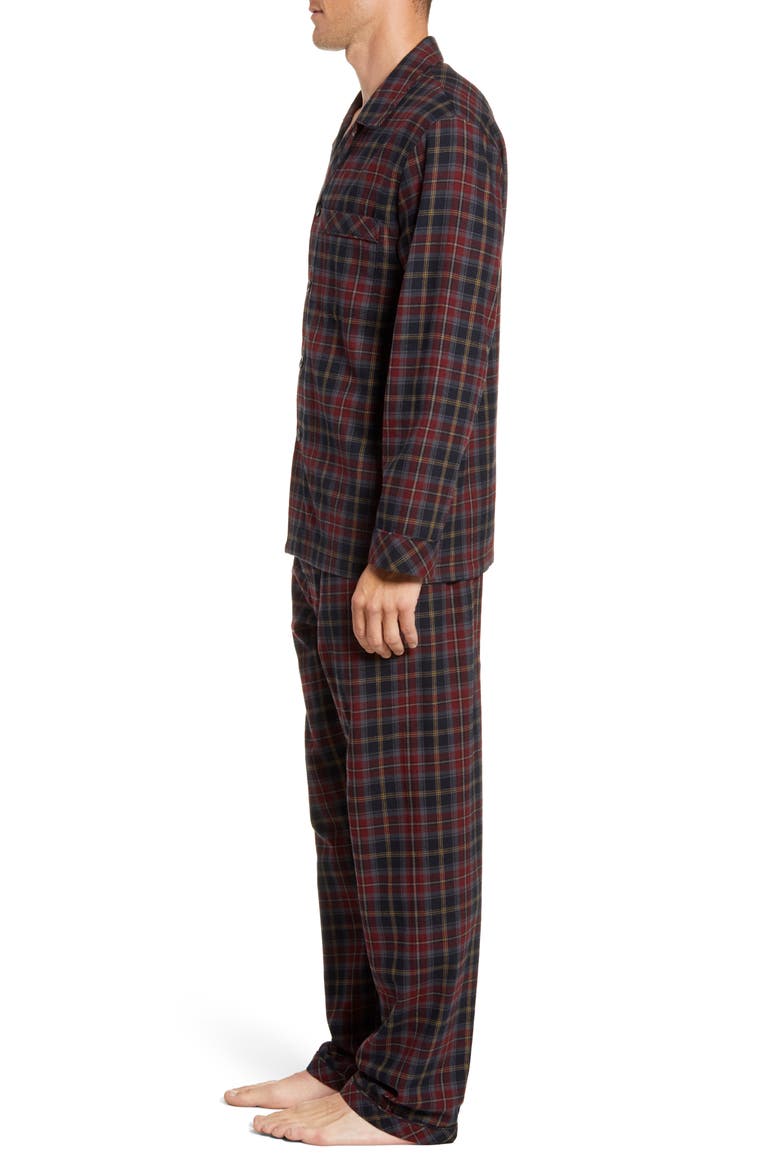 Trimmings Plaid Cotton Flannel Pajamas, Alternate, color, BLACK