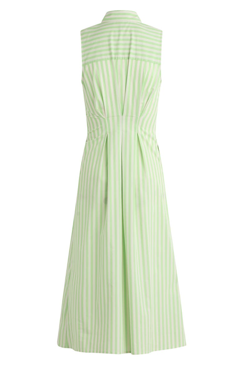 Good Behavior Stripe Tie Front Cotton Blend Midi Shirtdress, Alternate, color, KIWI/ IVORY STRIPE