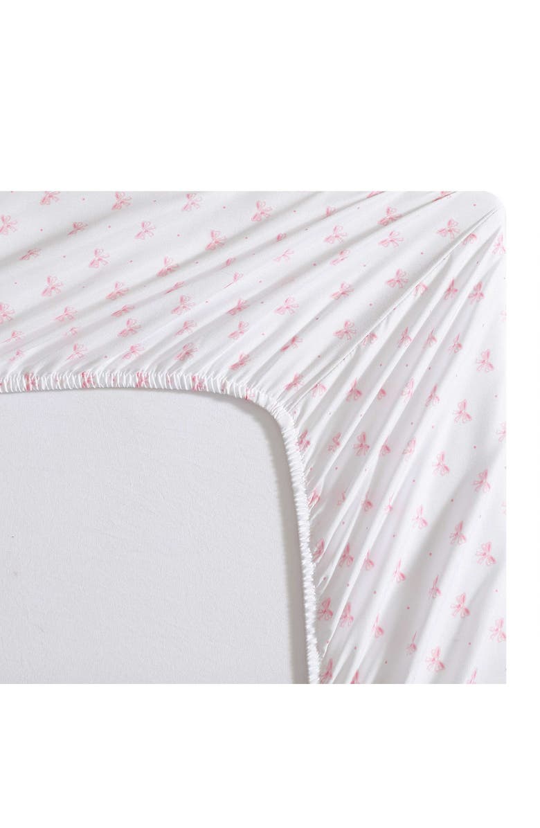 Laura Ashley Lovely Bow Print Microfiber Sheet Set, Alternate, color, Lt-Pastel Pink