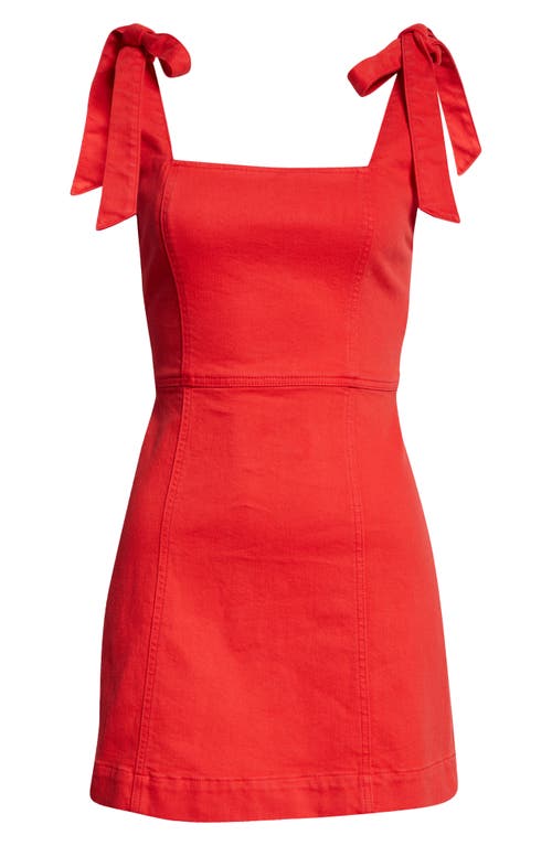 Alice And Olivia Maryann Tie Shoulder Denim Minidress In Red