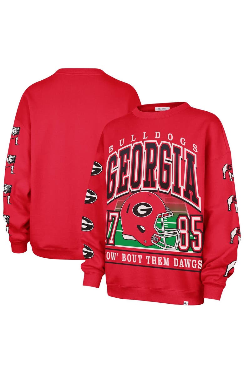 '47 Women's '47 Red Georgia Bulldogs Go Big Oversized Pullover Sweatshirt, Main, color, Red