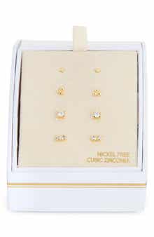 NORDSTROM RACK Set of 4 Cubic Zirconia Stud Earrings