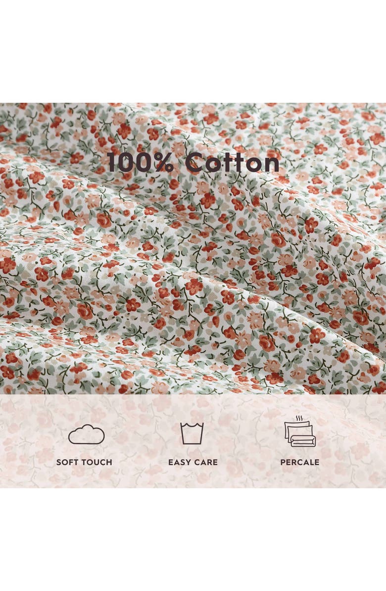 Laura Ashley Emogene Floral Print Cotton Sheet Set, Alternate, color, Orange