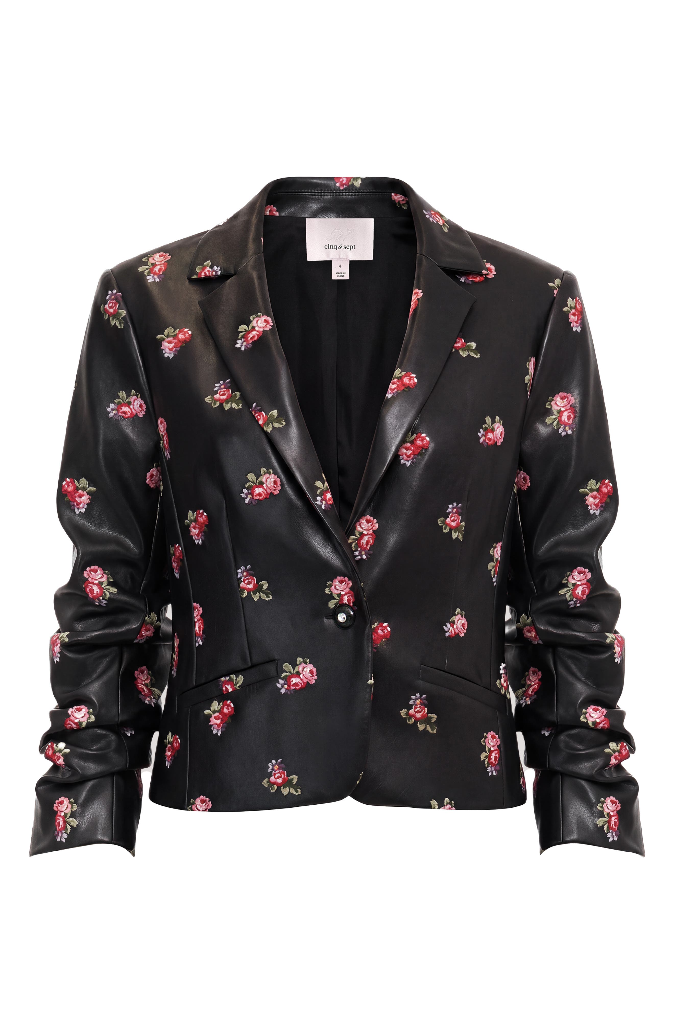 Cinq à Sept Tossed Roses Le Petit Faux Leather Blazer (Women) | Nordstrom